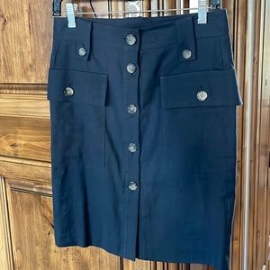 THEORY Navy Linen Blend Skirt 0